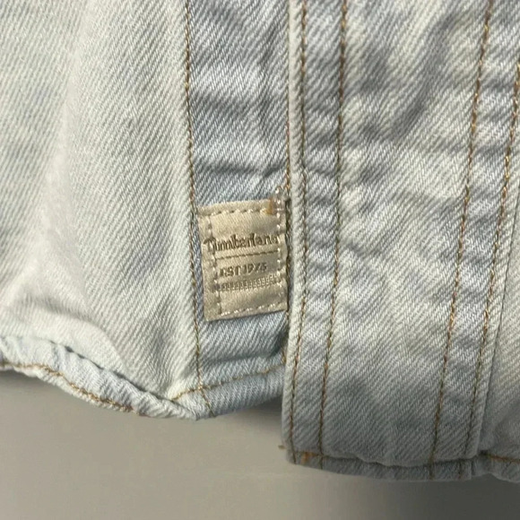 Timberland  light denim pearl snap button down shirt - Picture 5 of 7